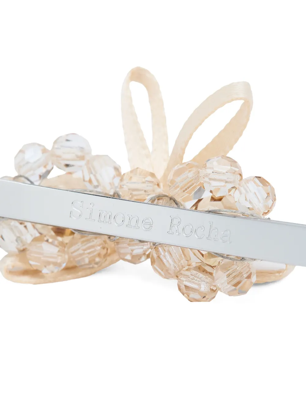 Simone Rocha Crystal Ribbon Hair Clip In Silver
