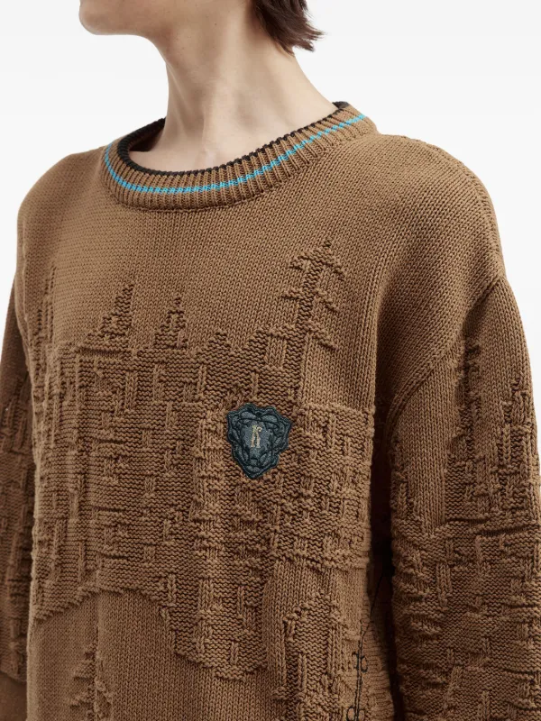 Kiko Kostadinov ニット Kiko Kostadinov embossed-detail Sweater | Brown | FARFETCH
