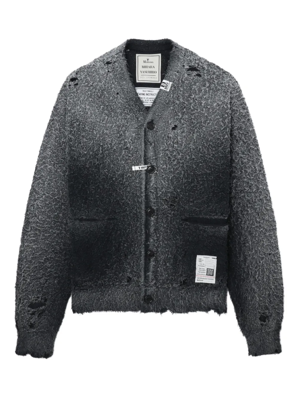 Miharayasuhiro Distressed Pocket Cardigan In Black