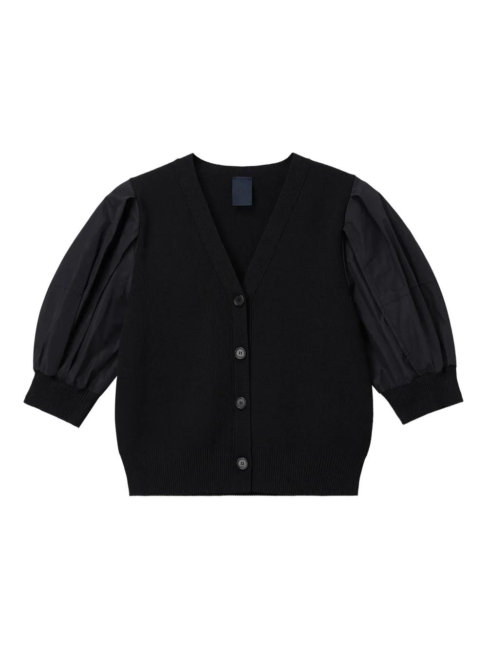 Juunj Puff-sleeve Button Cardigan In Black