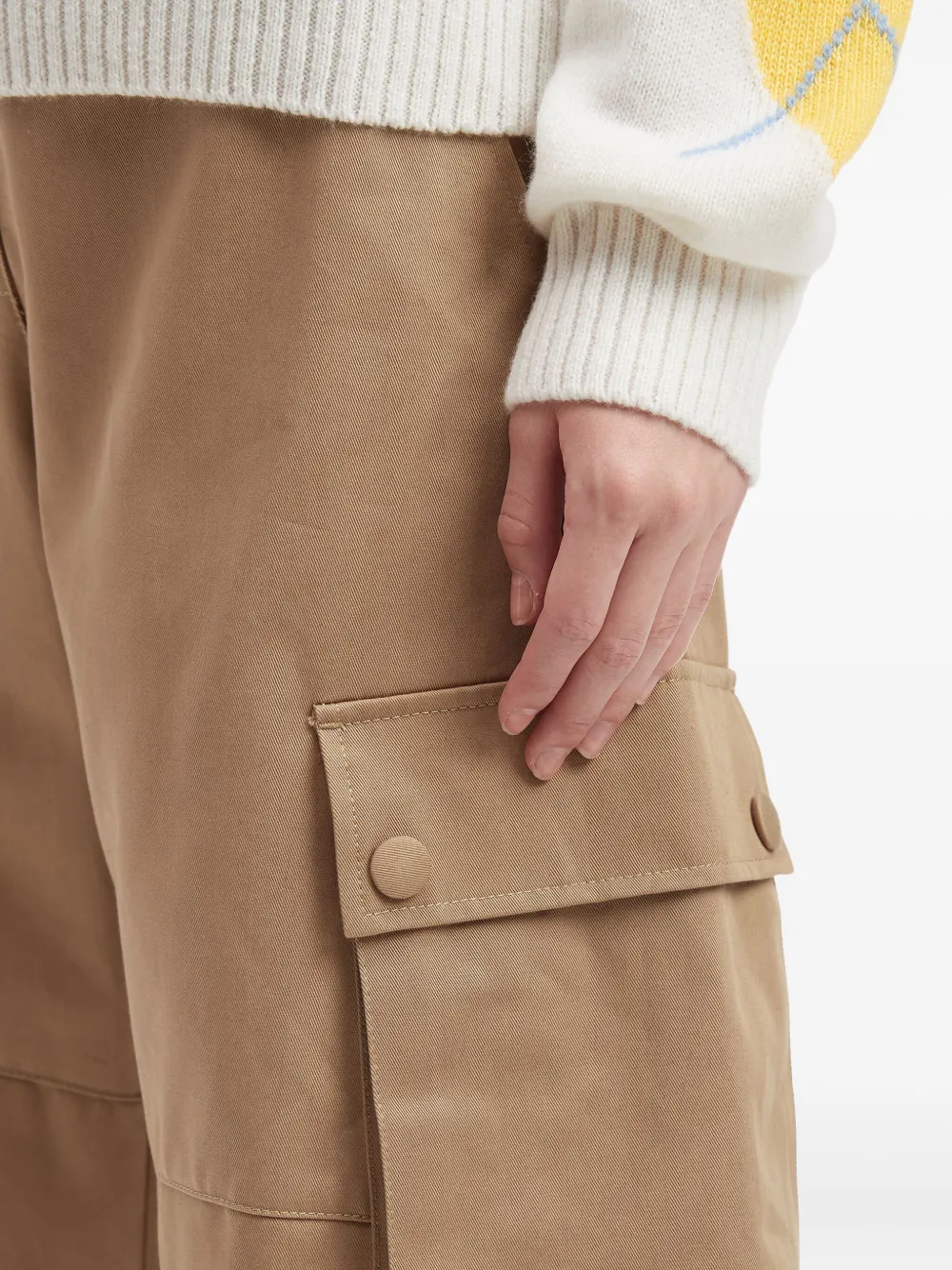 Msgm Cargo Pocket Trousers In Nude