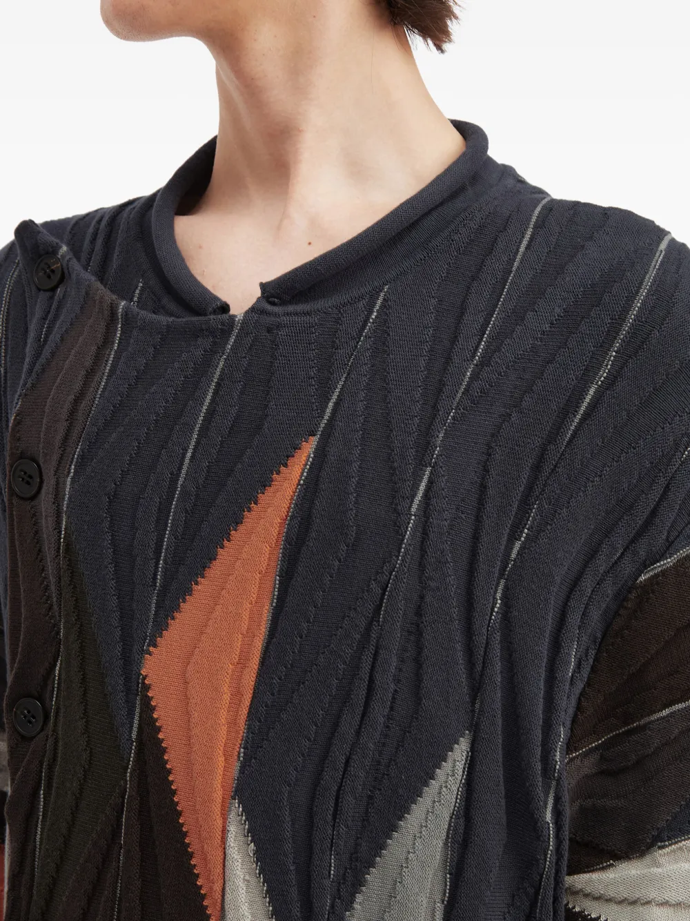 Kiko Kostadinov Geometric-pattern Button Cardigan In Black