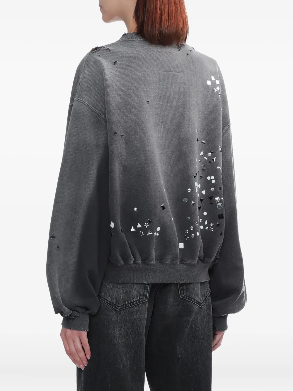 Miharayasuhiro Embellished Distressed Sweatshirts In Gray