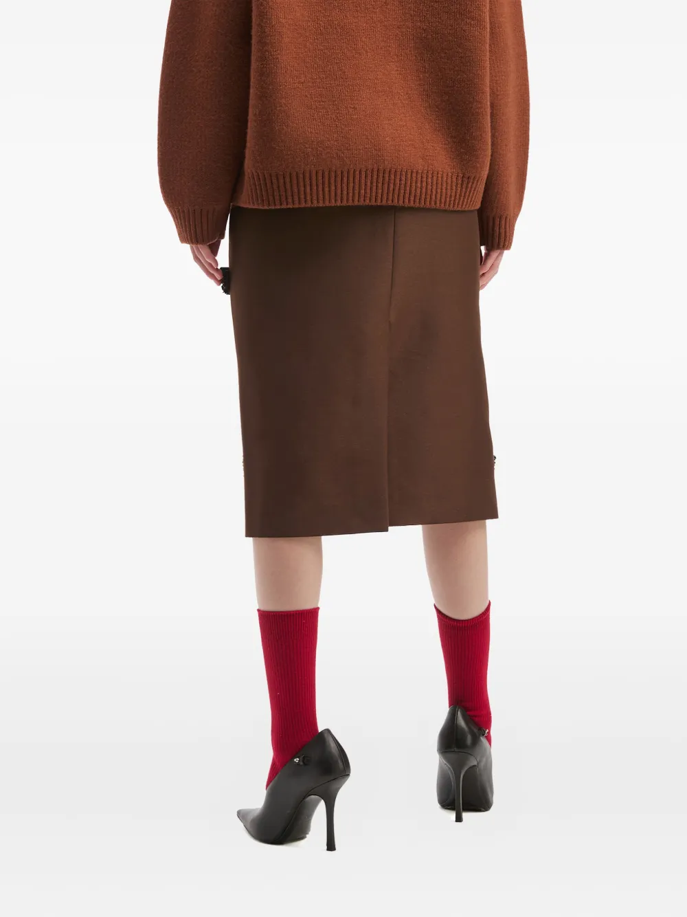 SHUSHU TONG Midi-rok met bloemenapplicatie Bruin