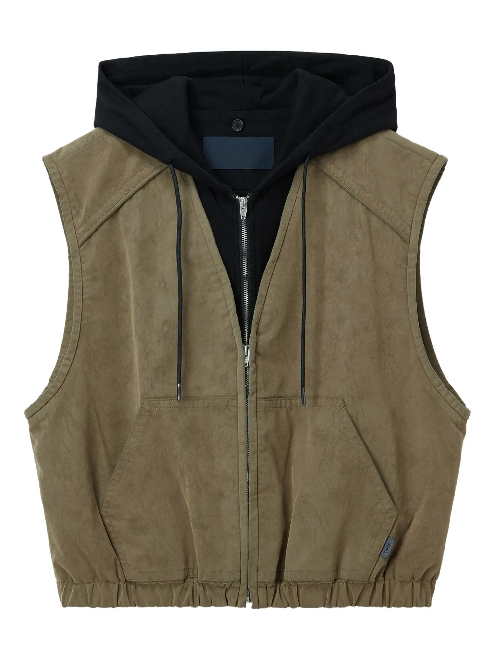 Juunj Hooded Zip-up Gilet In Green