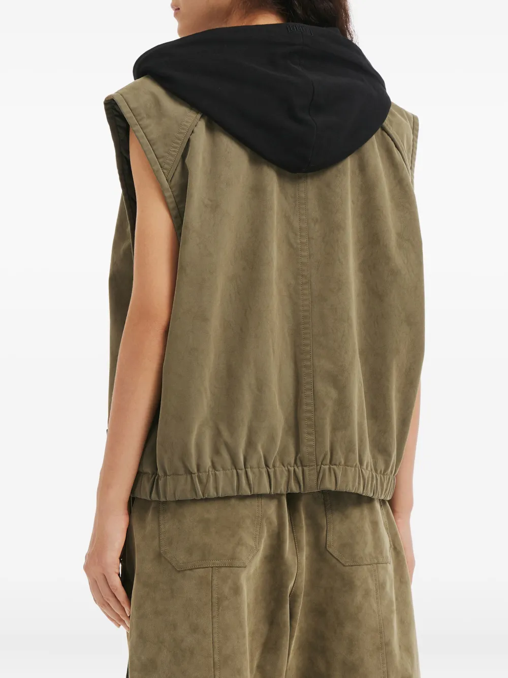 Juunj Hooded Zip-up Gilet In Green