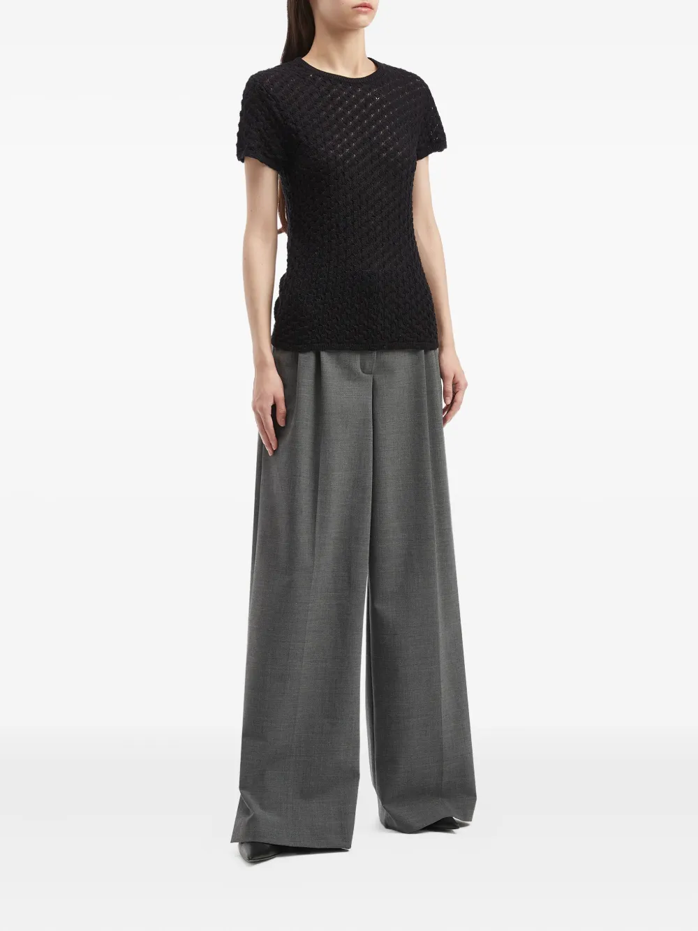 Proenza Schouler White Label Openwork T-shirt In Black
