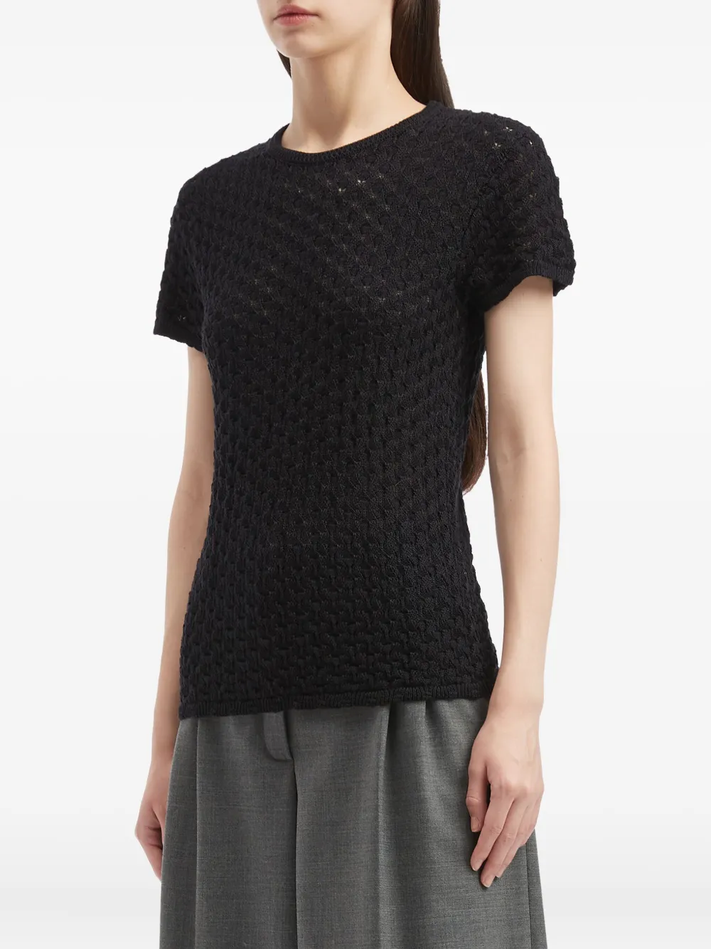 Proenza Schouler White Label Openwork T-shirt In Black