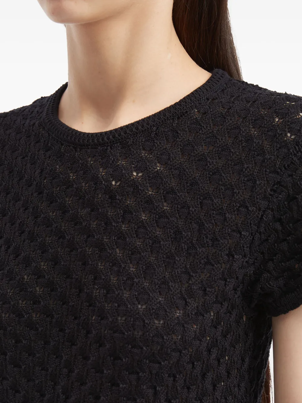 Proenza Schouler White Label Openwork T-shirt In Black