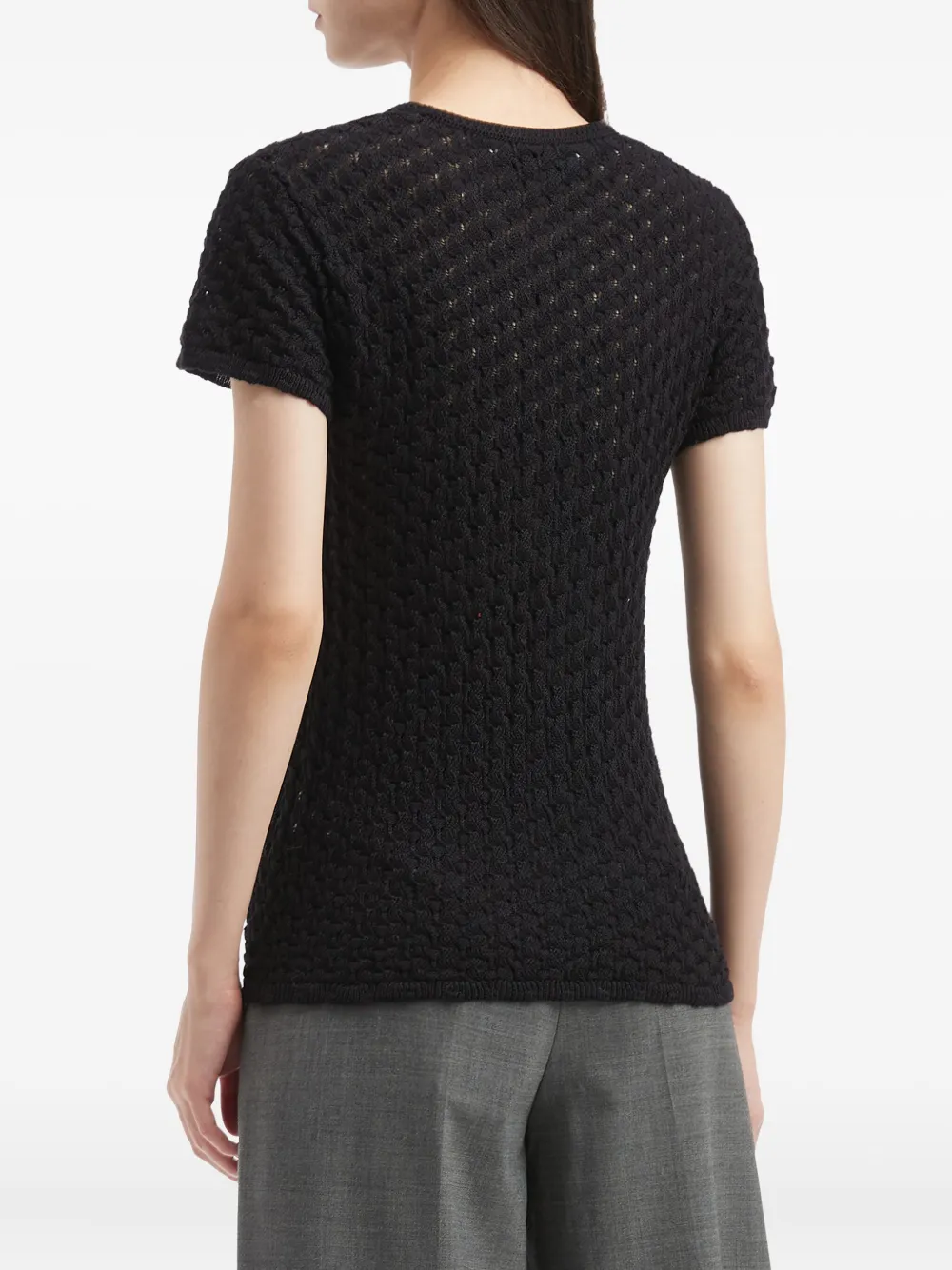 Proenza Schouler White Label Openwork T-shirt In Black