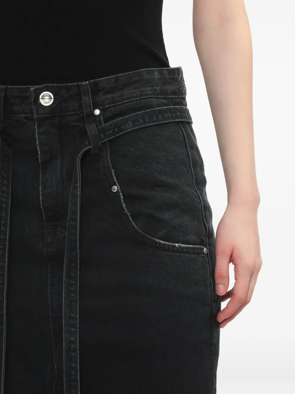 Low Classic Tie-detail Maxi Skirt In Black