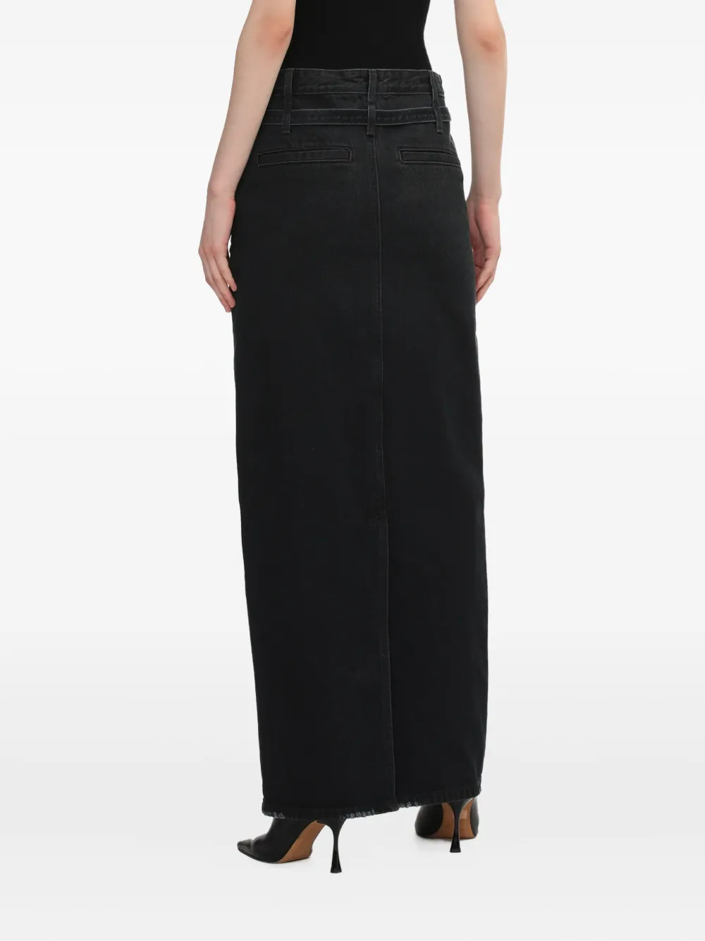 Low Classic Tie-detail Maxi Skirt In Black