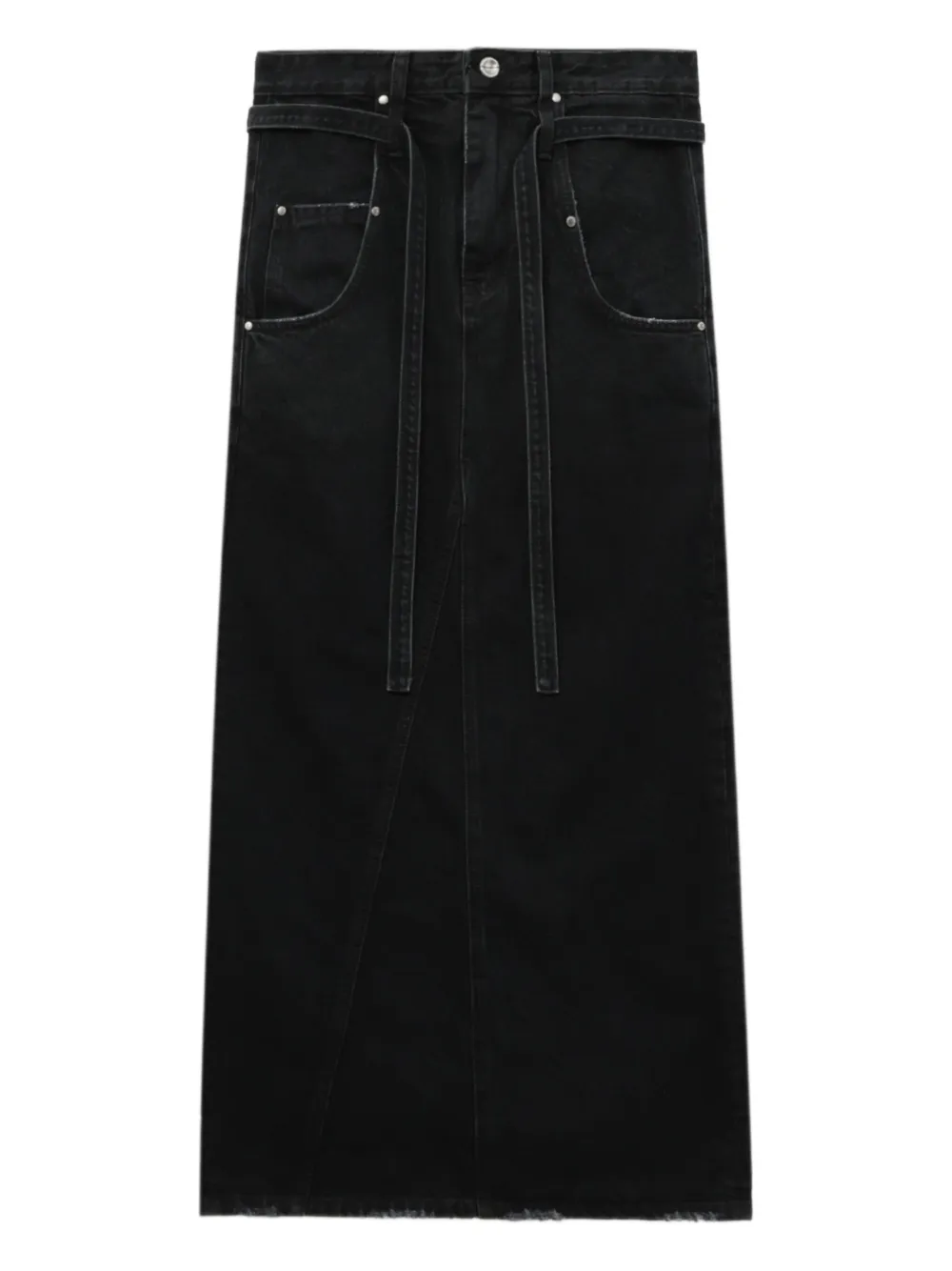 Low Classic Tie-detail Maxi Skirt In Black