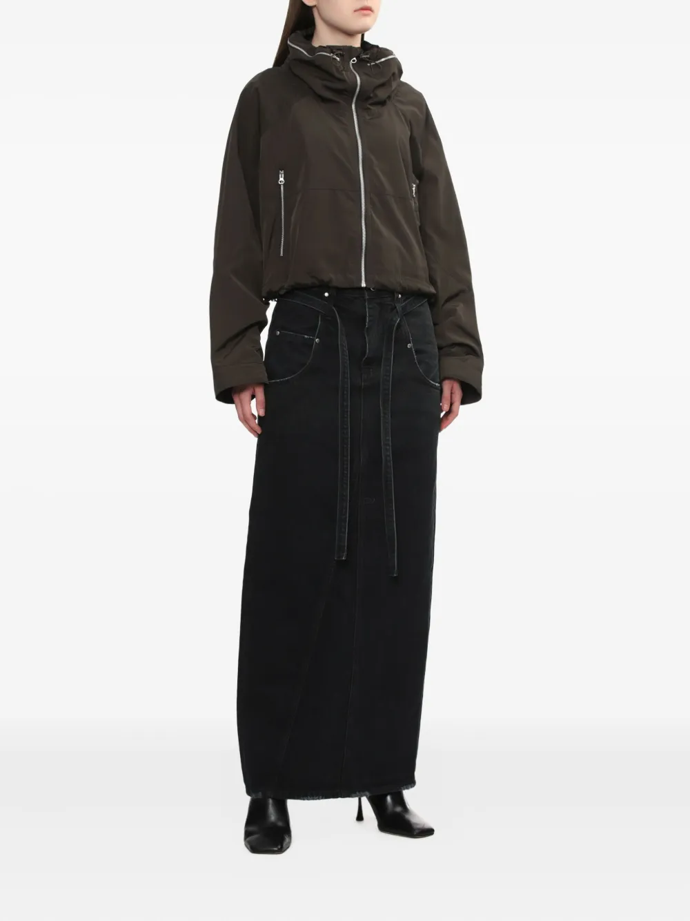 Low Classic Tie-detail Maxi Skirt In Black