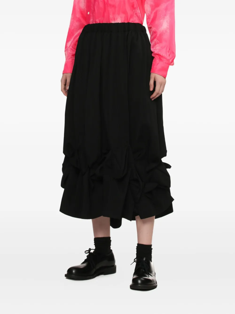 Comme Des Garçons Midi-rok met ruches Zwart