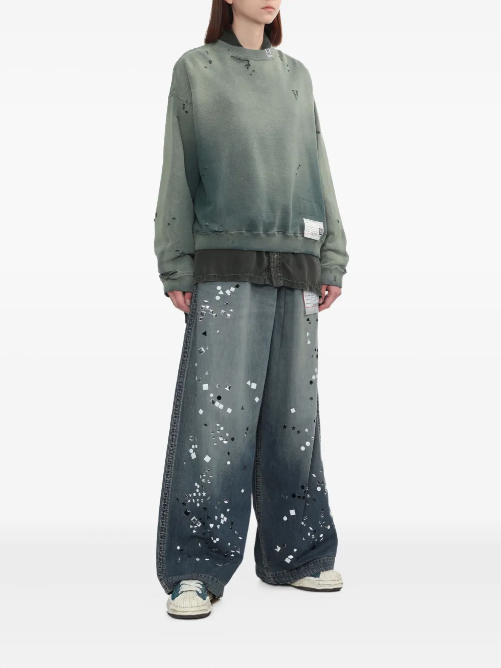 Maison MIHARA YASUHIRO Verfraaide elastische jeans - Blauw