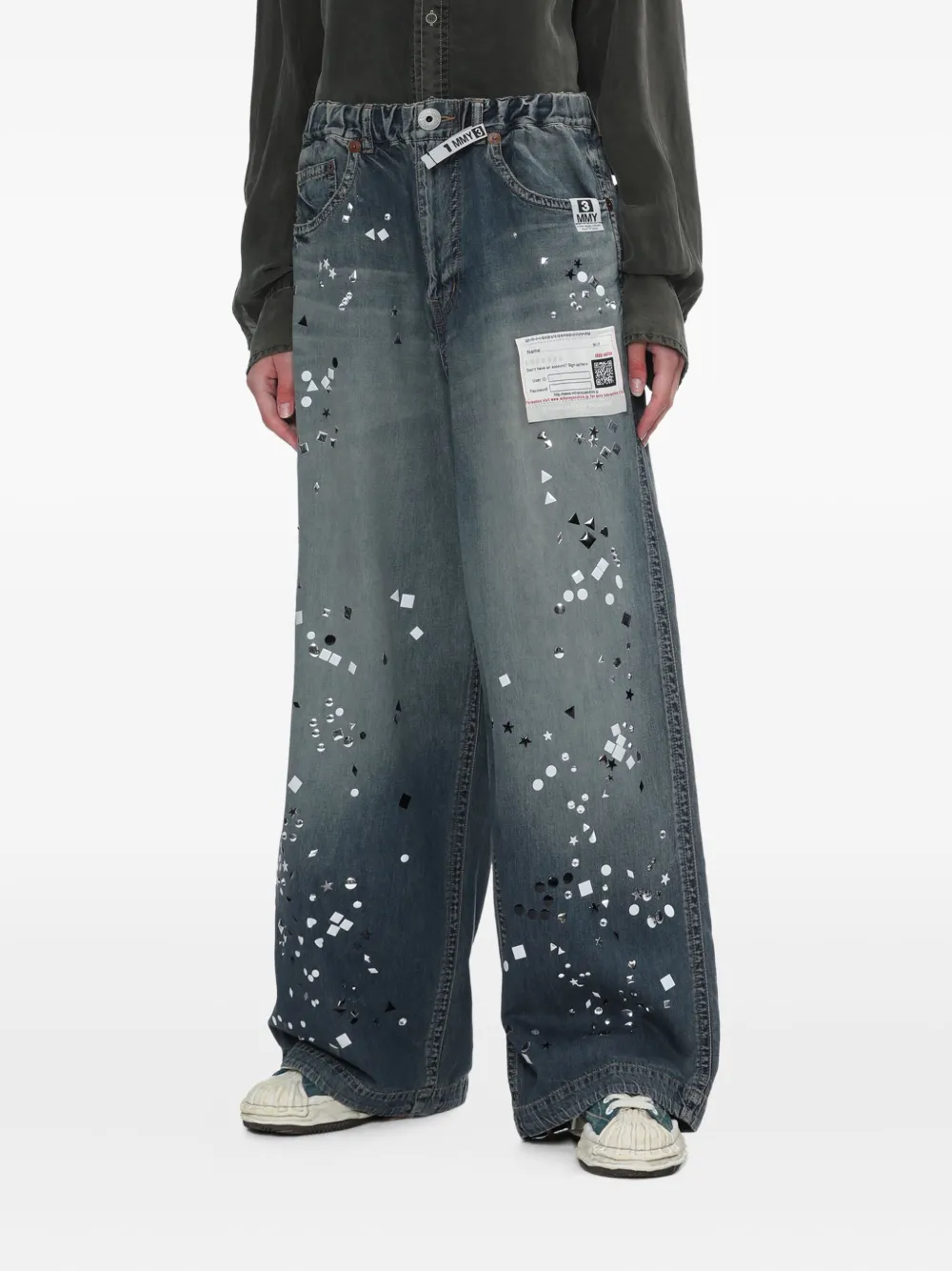 Maison MIHARA YASUHIRO Verfraaide elastische jeans Blauw