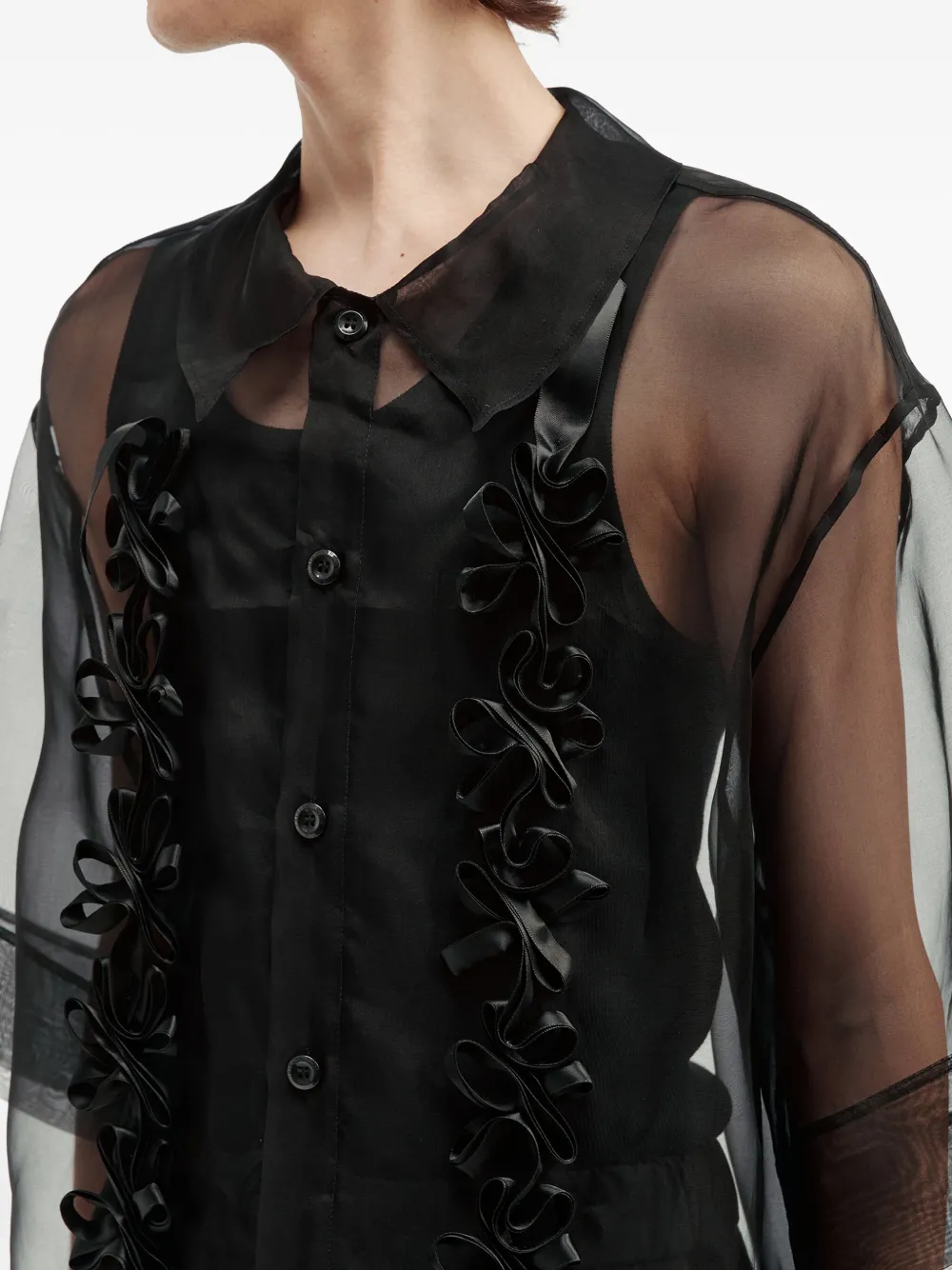 Simone Rocha Overhemd met bloemenpatch Zwart