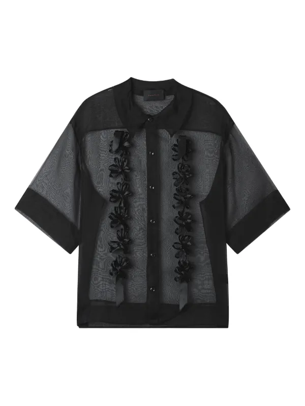 Simone Rocha Floral Appliqué Shirt in Black