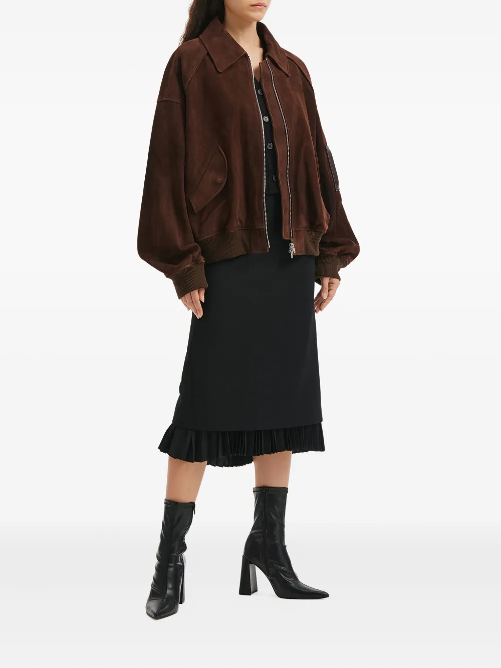 Juun.J Suède jack met rits Bruin