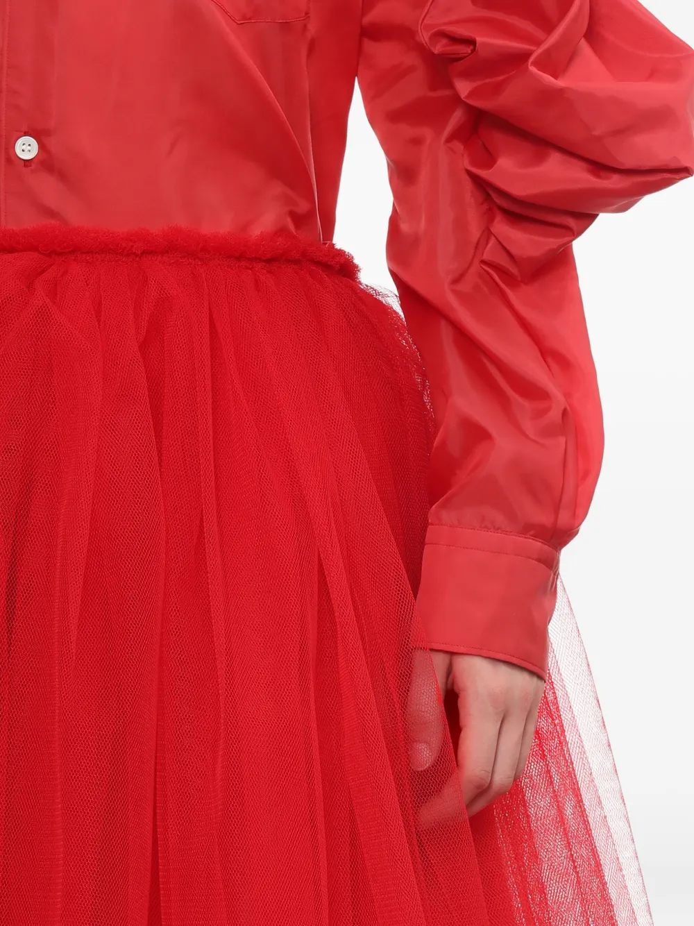 Comme Des Garçons Pleated Midi Skirt In Red