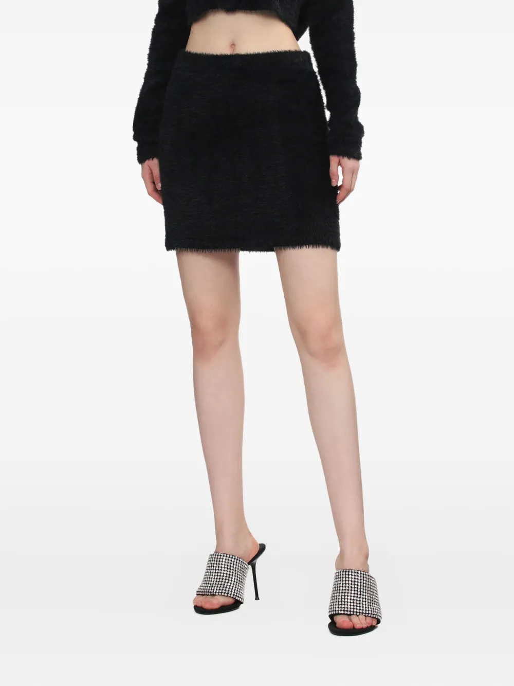 Helmut Lang Pluizige mini-rok Zwart