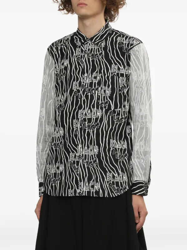 Black Comme Des Garçons Print long-sleeve Shirt | Black | FARFETCH