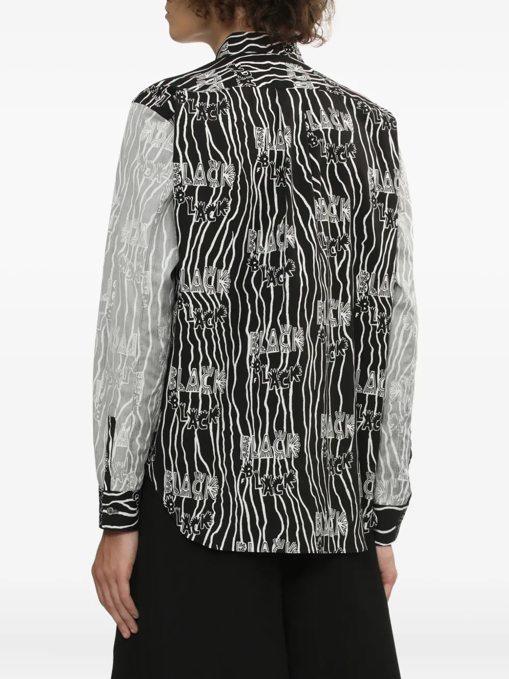 Black Comme Des Garçons Print Long-sleeve Shirt In Black