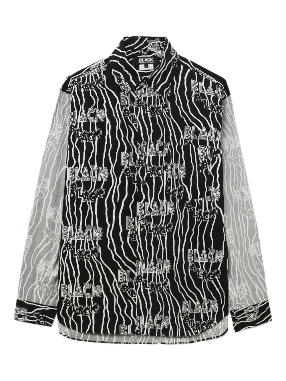 Black Comme Des Garçons Print Long-sleeve Shirt In Black