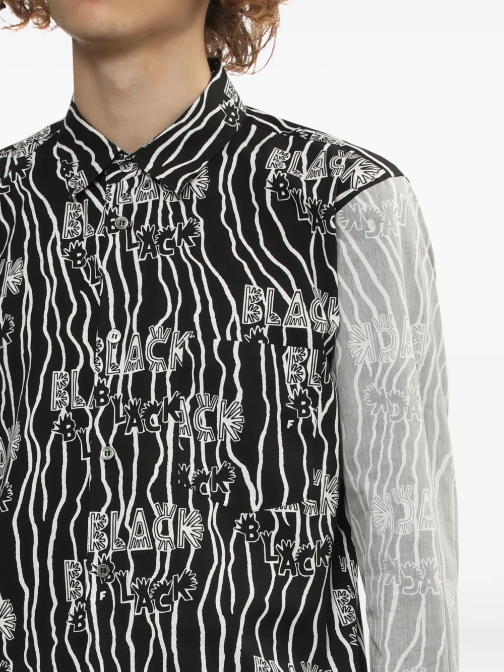 Black Comme Des Garçons Print Long-sleeve Shirt In Black