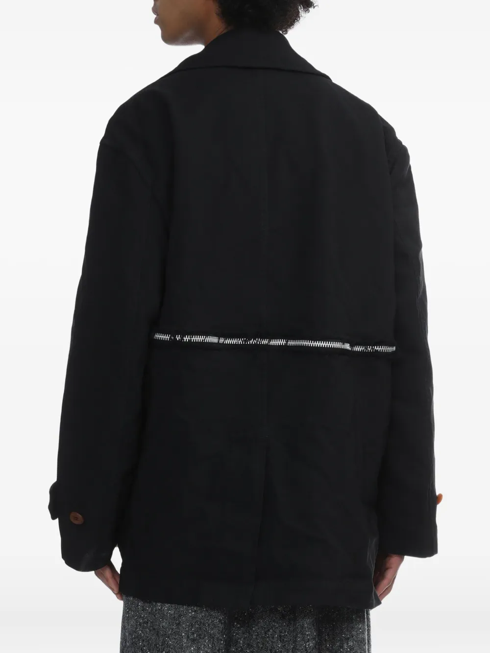 Black Comme Des Garçons Double-breasted Zip Jacket In Animal Print