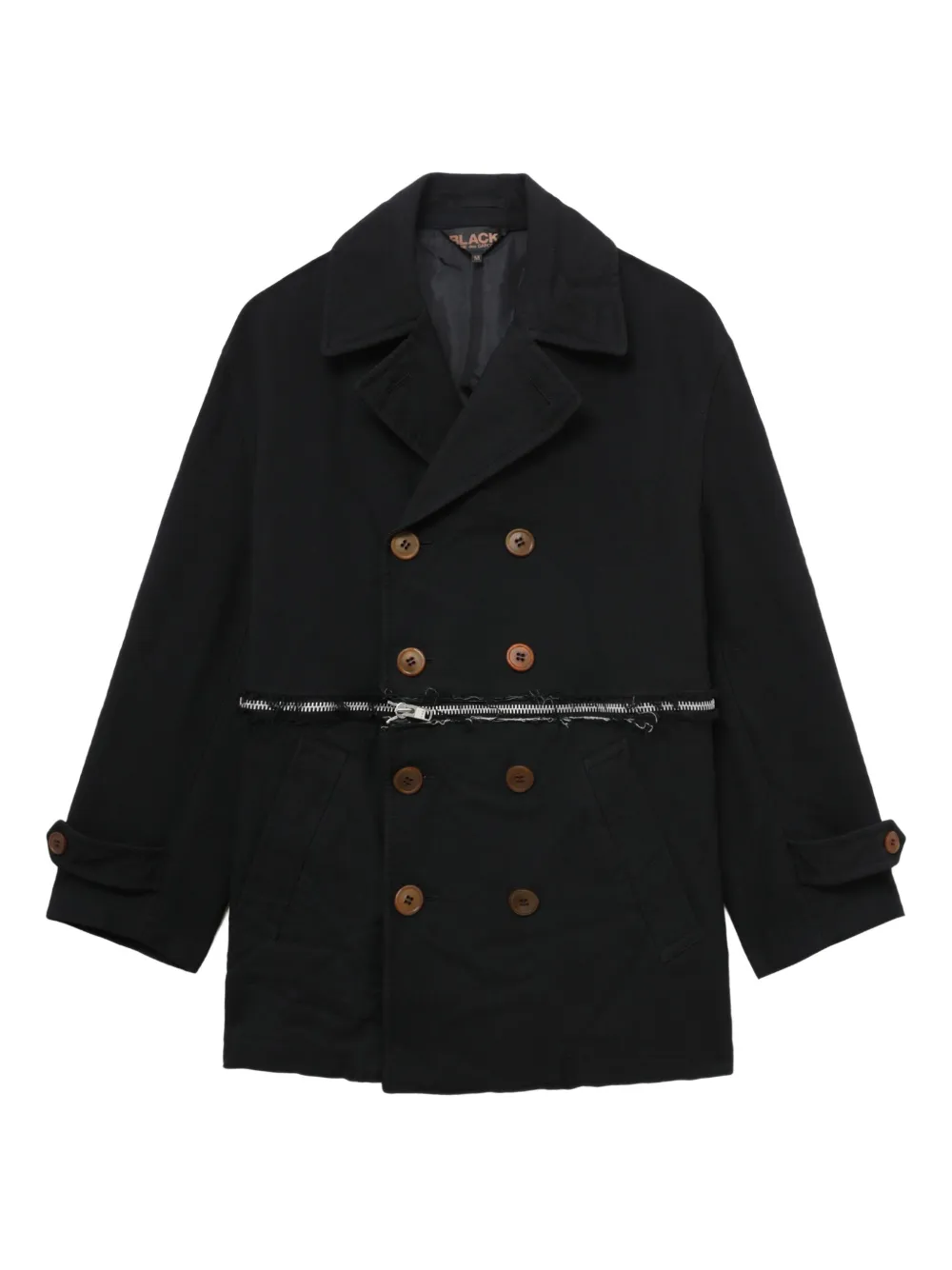 Black Comme Des Garçons Double-breasted Zip Jacket In Animal Print