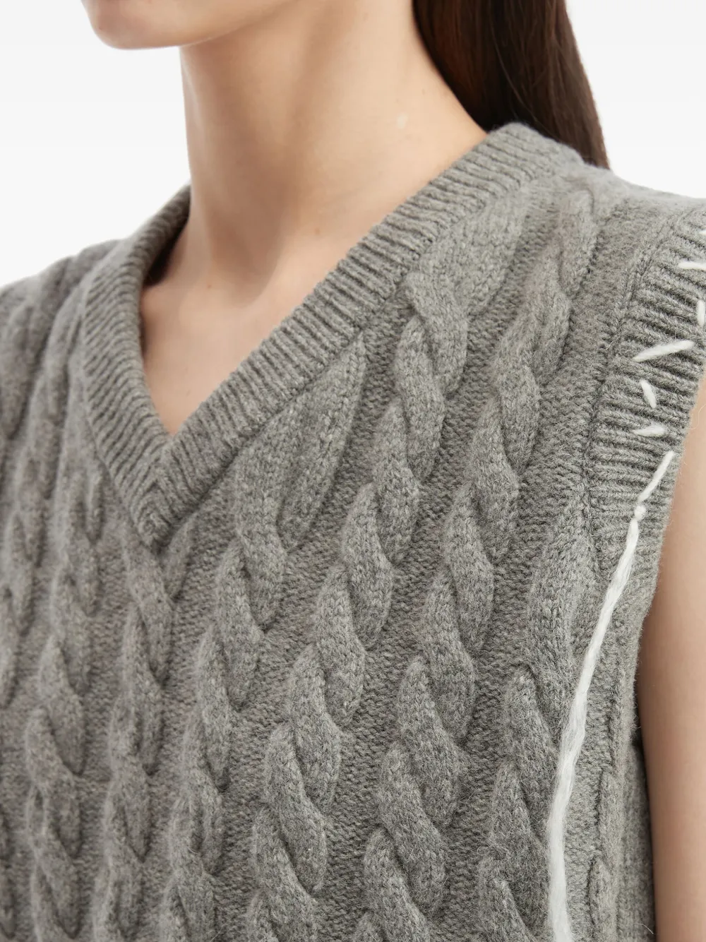 Charles Jeffrey Loverboy Cable-knit Frayed Vest In Gray