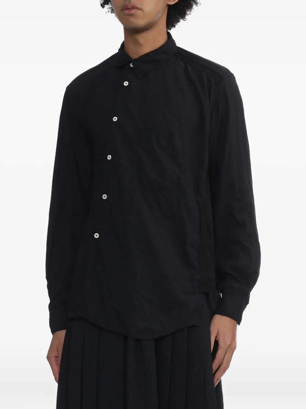 Black Comme Des Garçons Button Long-sleeve Shirt In Black