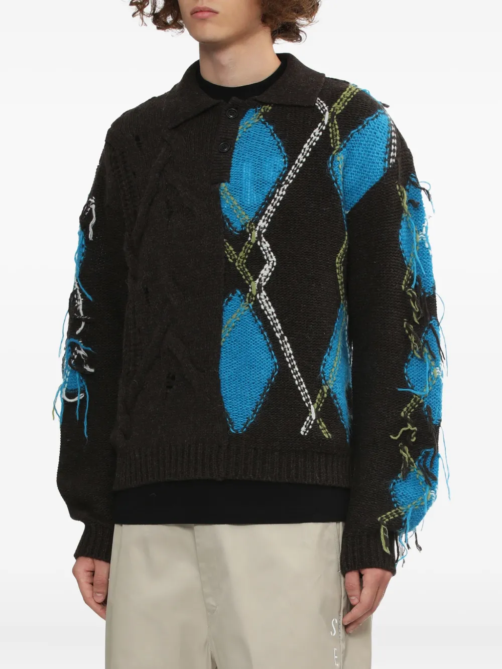Andersson Bell Argyle-pattern Cable-knit Sweater In Multi