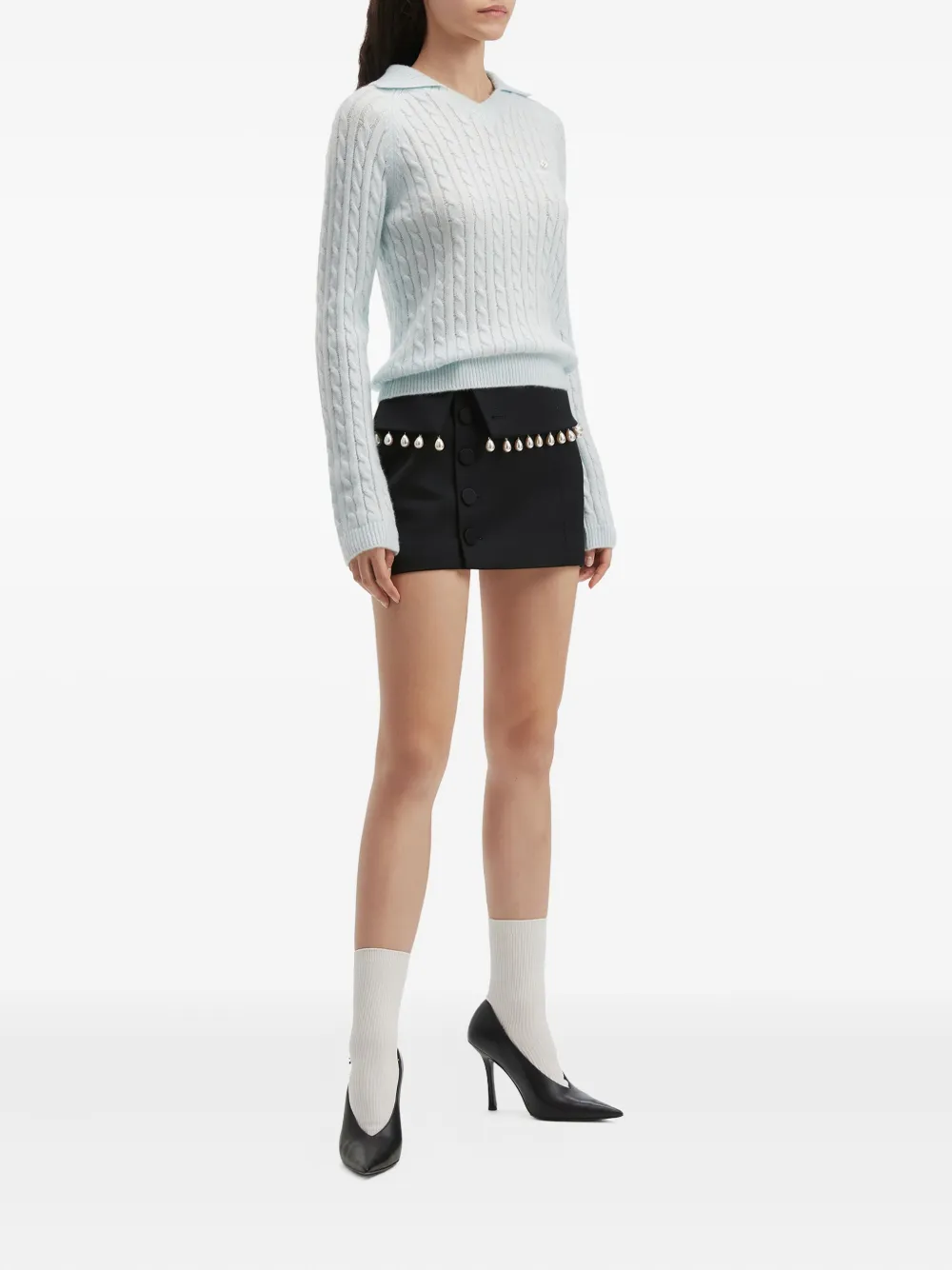 Kimhēkim Pearl-embellished Mini Skirt In Black