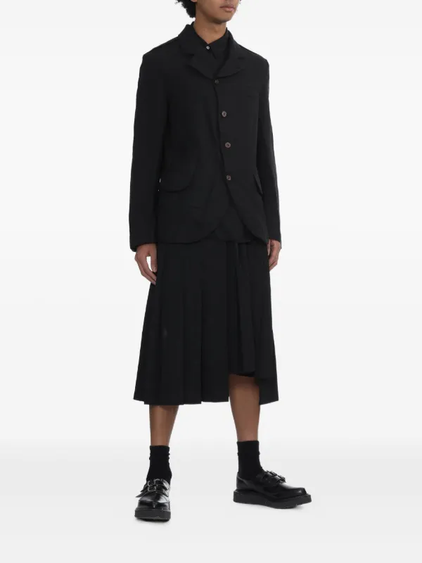 Black Comme Des Garçons Pleated Midi Skirt | Black | FARFETCH