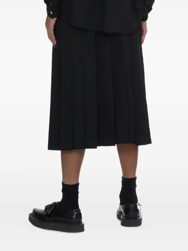 Black Comme Des Garçons Pleated Midi Skirt | Black | FARFETCH