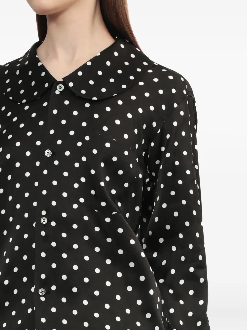 Black Comme Des Garçons Blouse met stippen en kraag Zwart