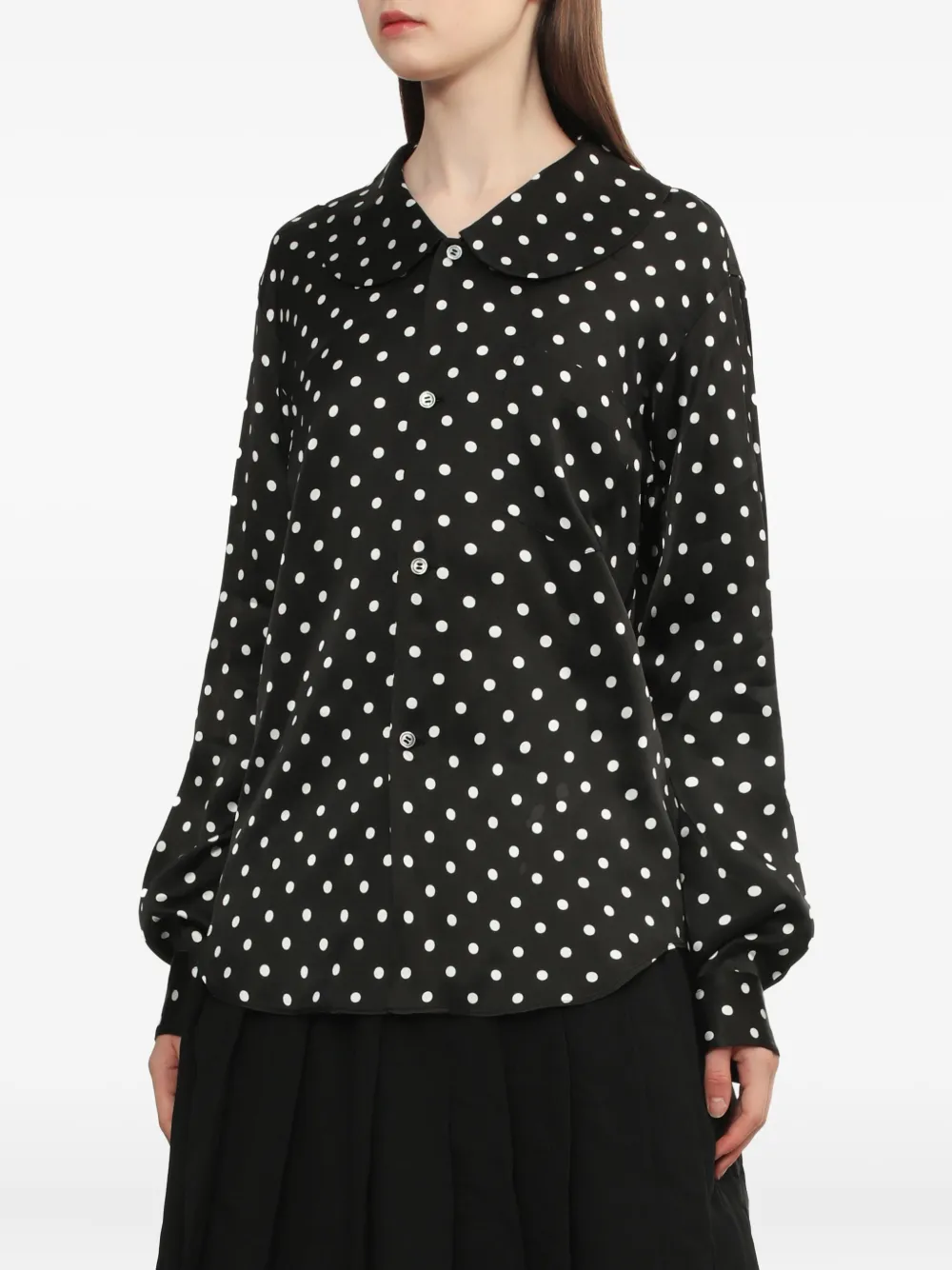 Black Comme Des Garçons Blouse met stippen en kraag Zwart