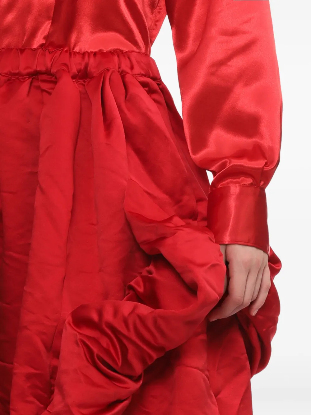 Comme Des Garçons Ruffled Midi Skirt In Red