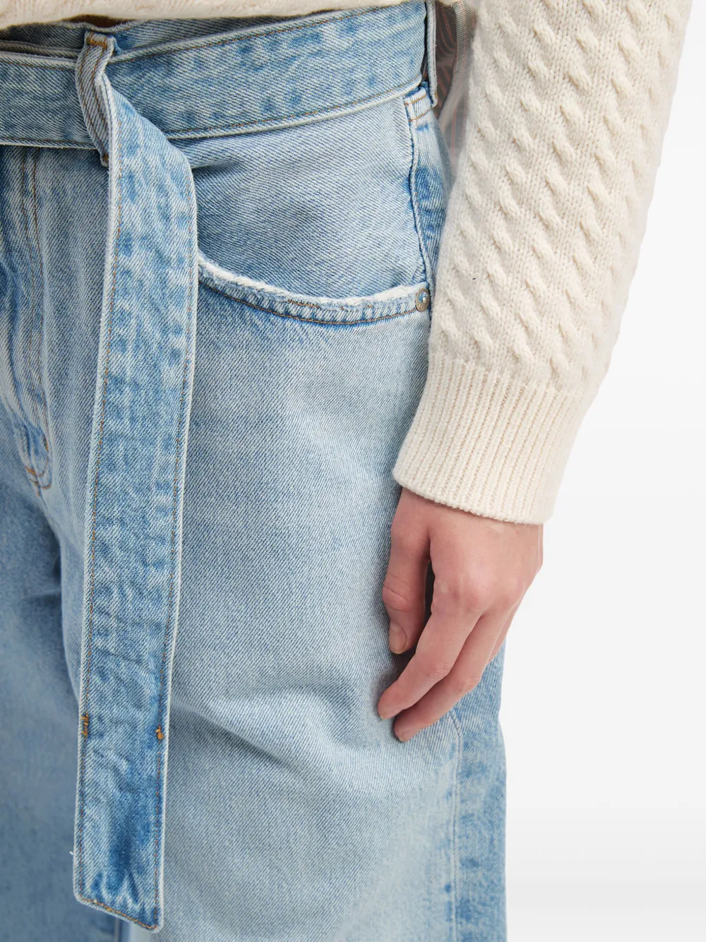 Agolde Belted Cuffed Jeans In Blue