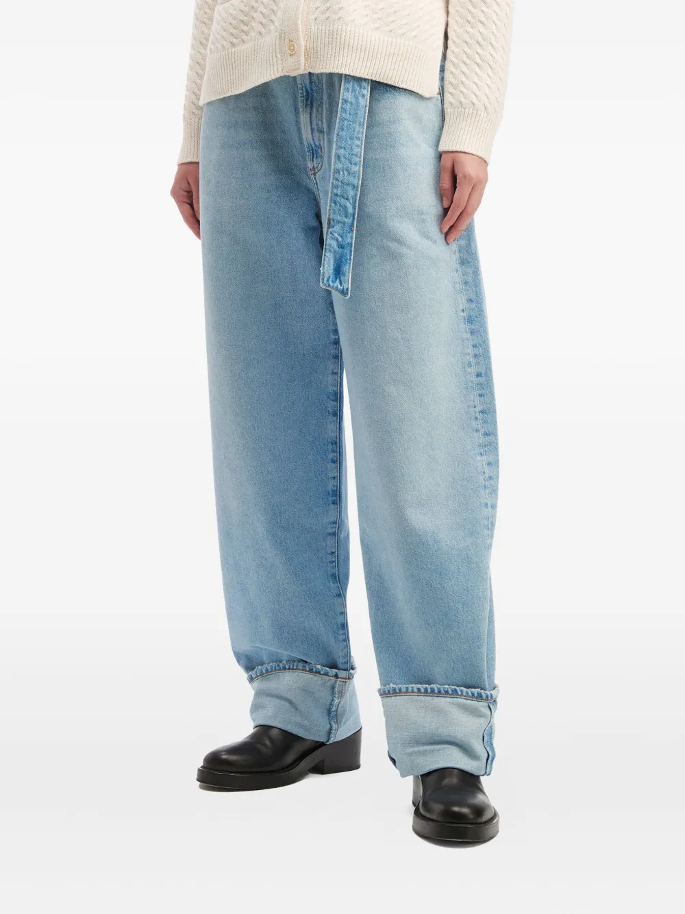 Agolde Belted Cuffed Jeans In Blue