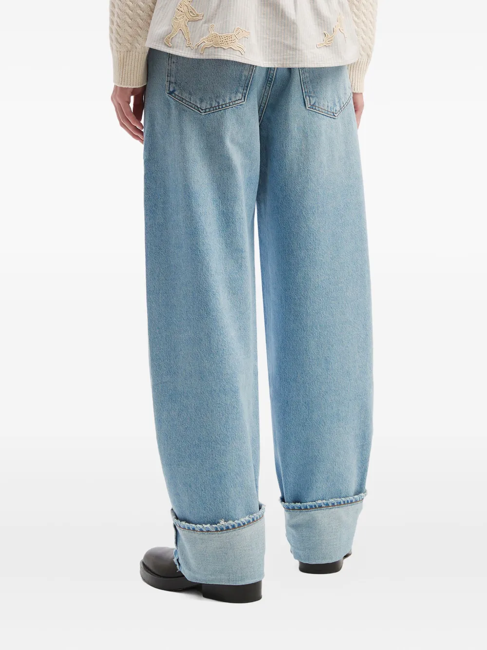 Agolde Belted Cuffed Jeans In Blue