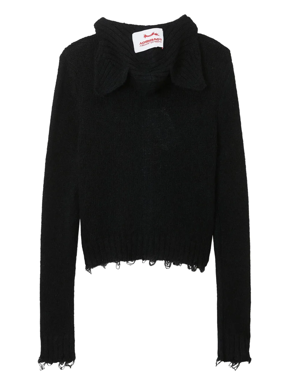 Charles Jeffrey Loverboy Button Frayed Cardigan In Black
