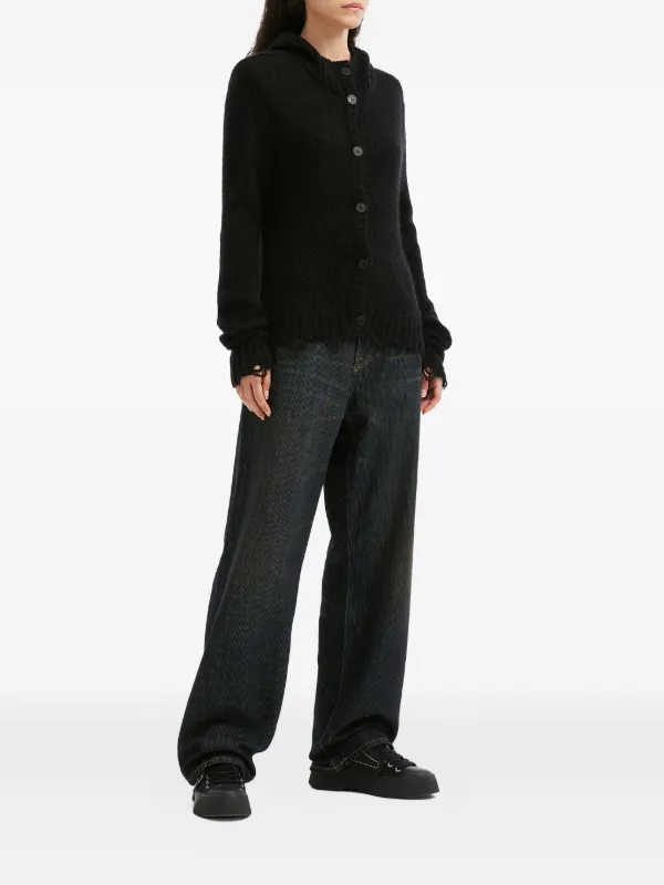 Charles Jeffrey Loverboy Button Frayed Cardigan | Black | FARFETCH