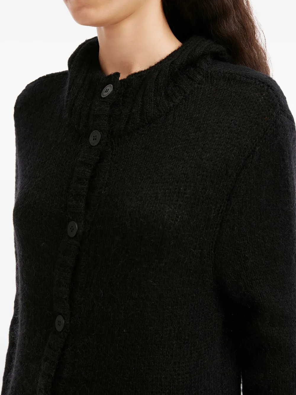 Charles Jeffrey Loverboy Button Frayed Cardigan In Black