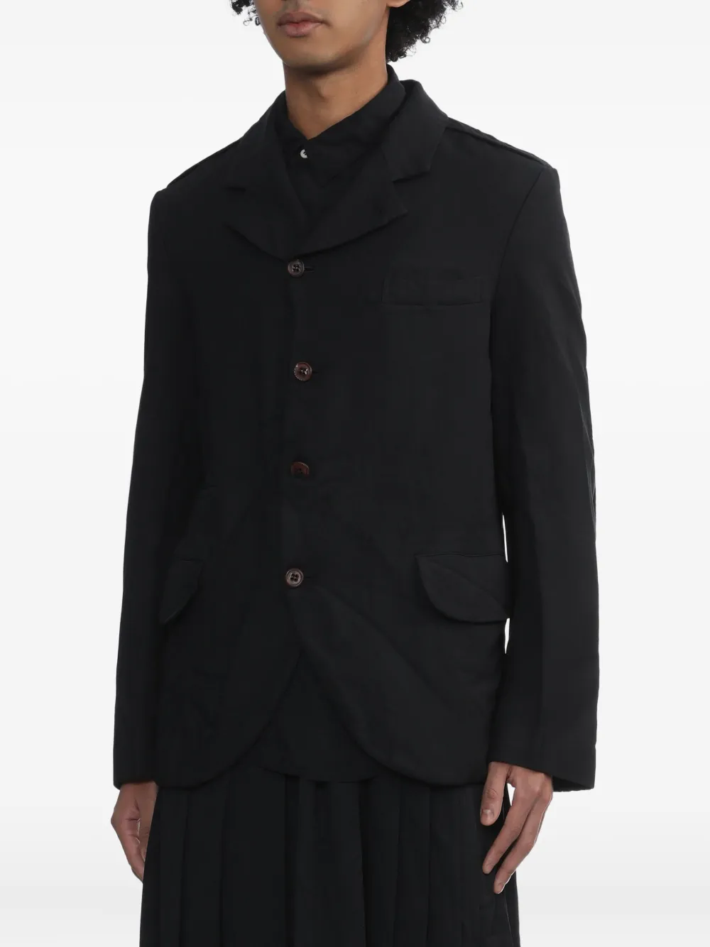 Black Comme Des Garçons Blazer met zak en knoop Zwart