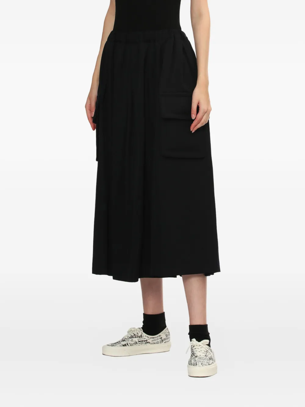 Comme Des Garçons Comme Des Garçons Midi-rok met elastische tailleband Blauw