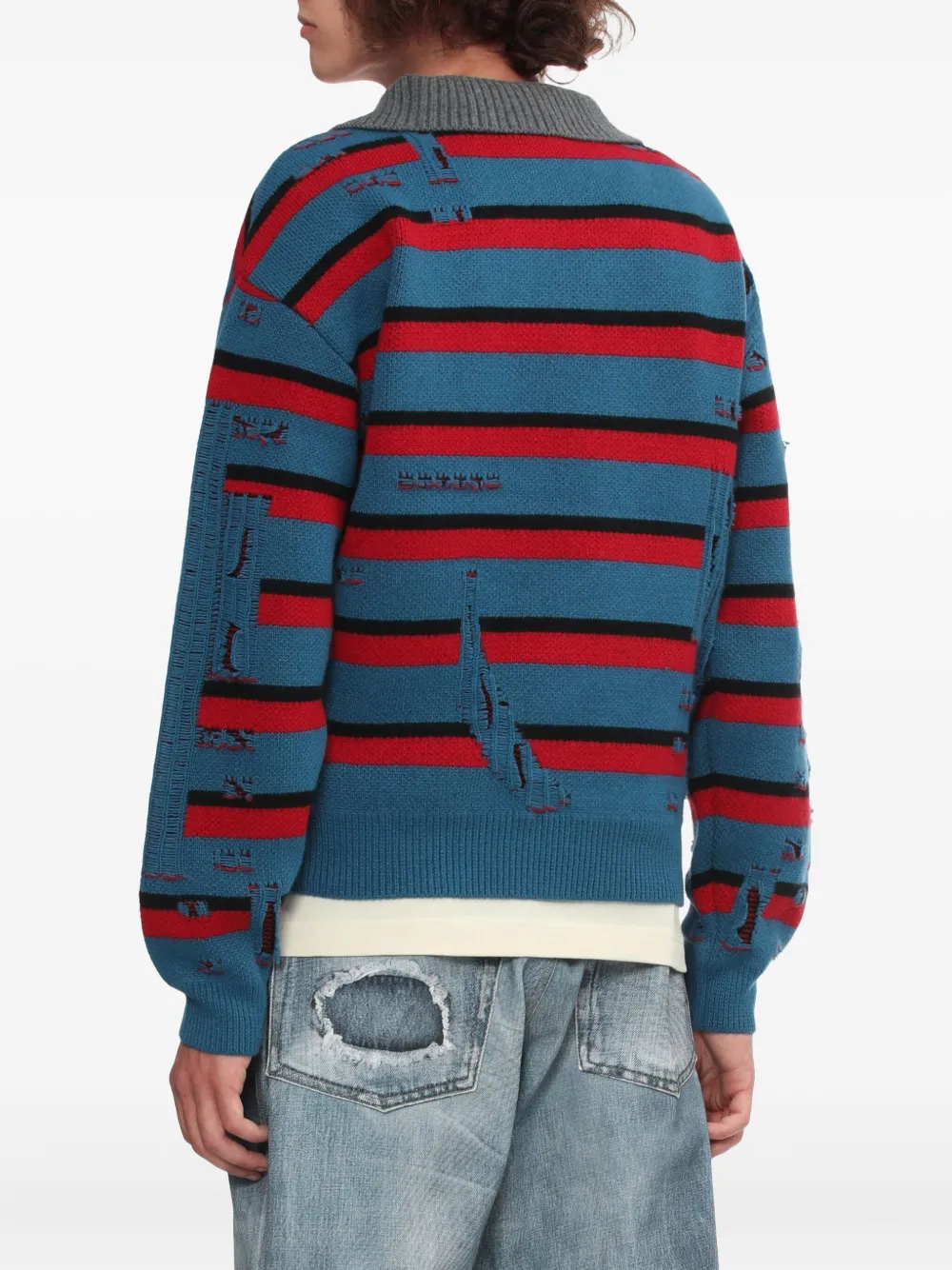 Andersson Bell Striped Zip-up Sweater In Blue